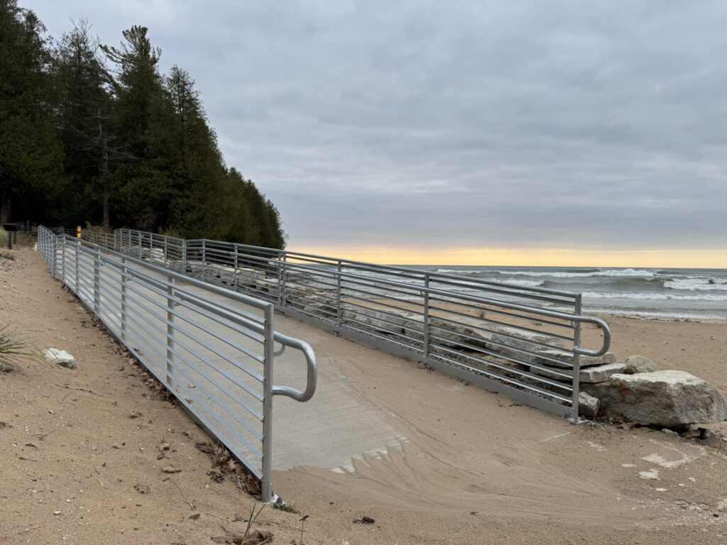 ADA beach railings at Whitefish Dunes State Park